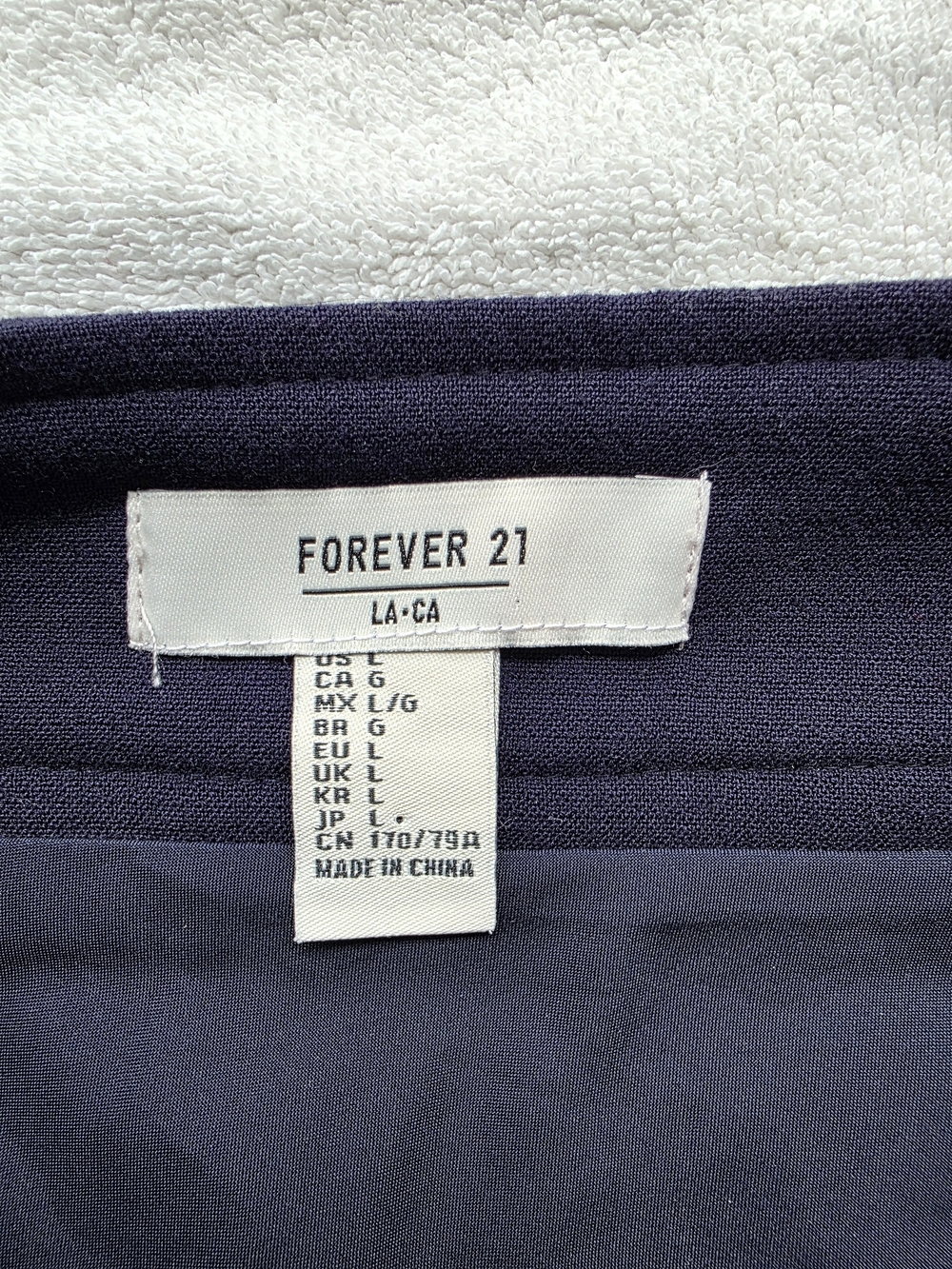 Forever 21 Navy Zip Front Mini Skirt Size Large Fully Lined Stretch Pockets - Picture 6 of 10